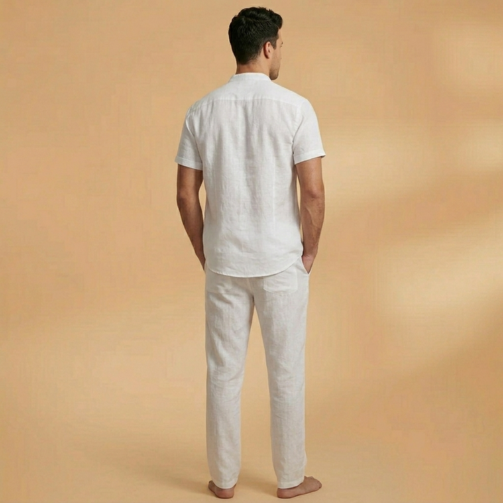 Bruno | Conjunto de Linho Camisa Manga Comprida e Calças Homem