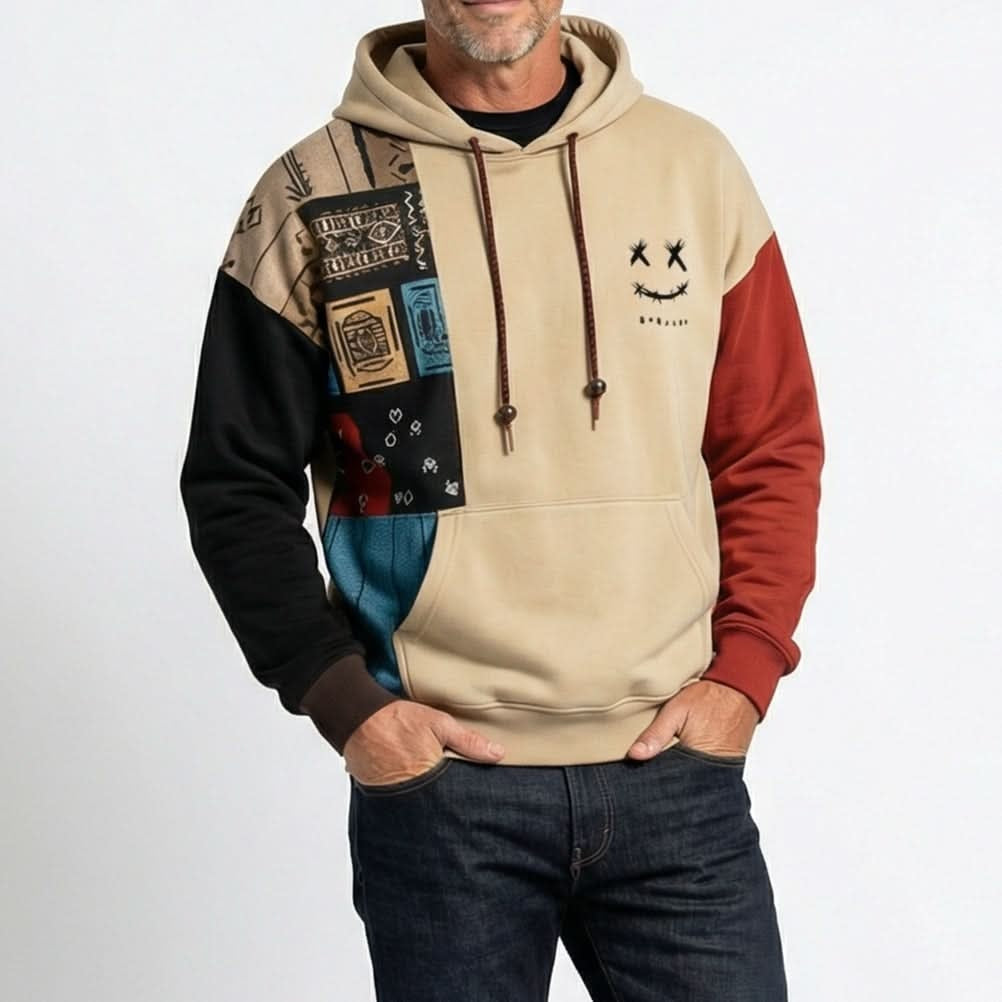 Bruno | Hoodie Homem Estampado com Capuz Corte Descontraído