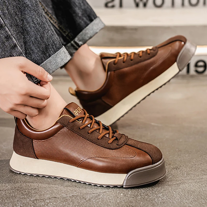 Bruno | Sapatilhas de Couro Homem Sneakers Sola Plana