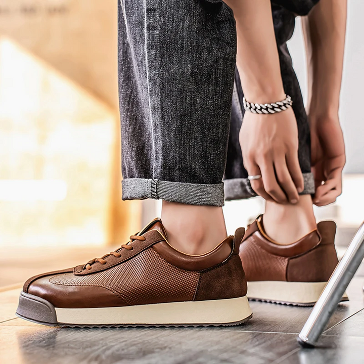 Bruno | Sapatilhas de Couro Homem Sneakers Sola Plana