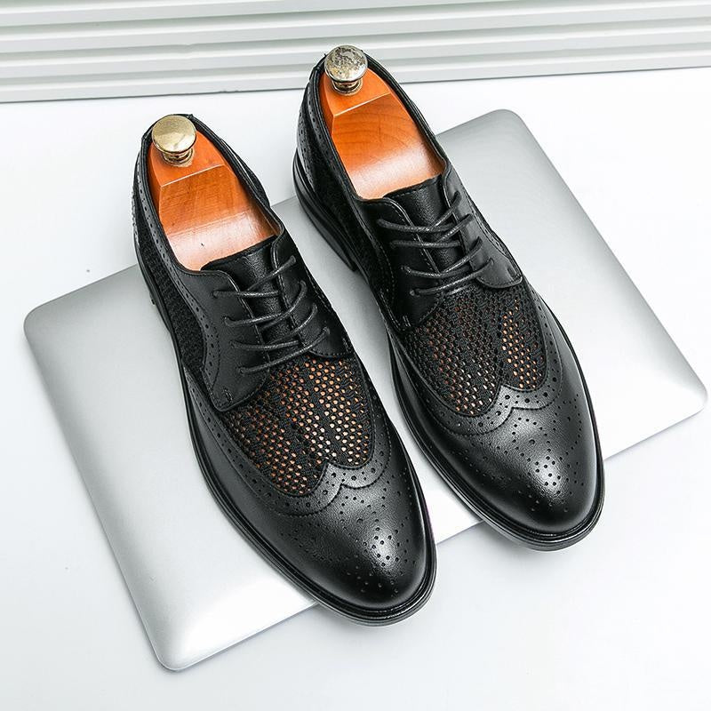 Bruno | Sapatos Oxford Brogue Homem Couro com Malha
