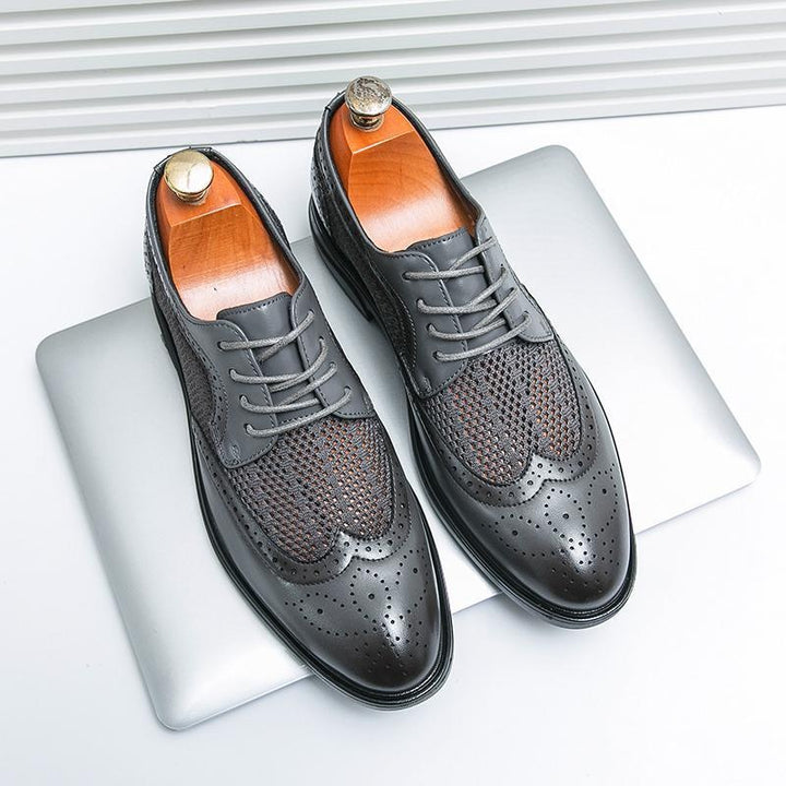 Bruno | Sapatos Oxford Brogue Homem Couro com Malha