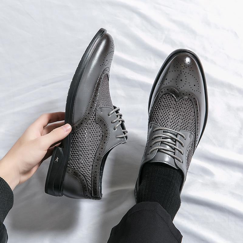 Bruno | Sapatos Oxford Brogue Homem Couro com Malha