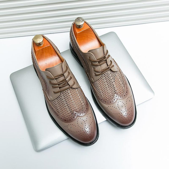 Bruno | Sapatos Oxford Brogue Homem Couro com Malha