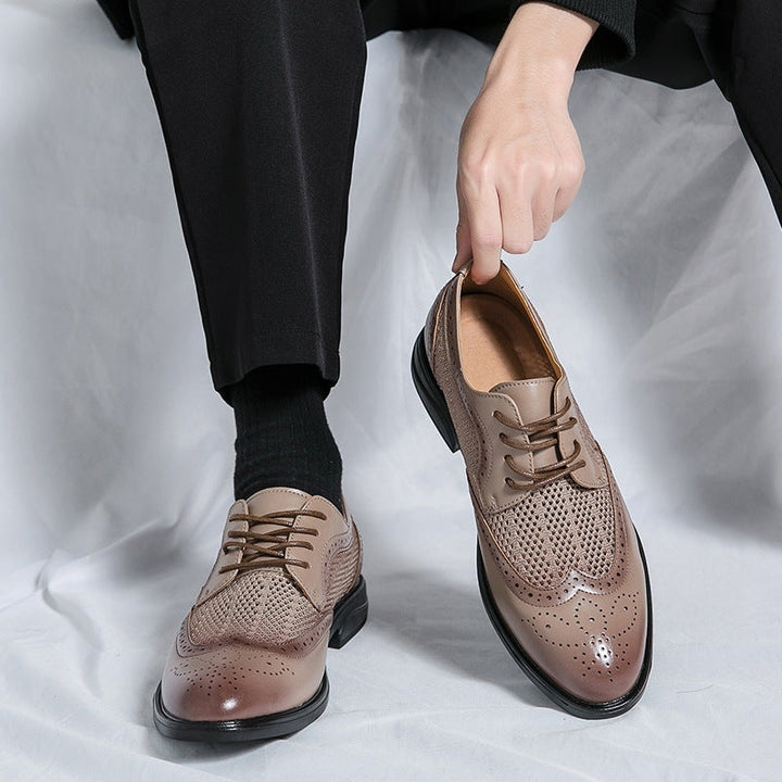 Bruno | Sapatos Oxford Brogue Homem Couro com Malha