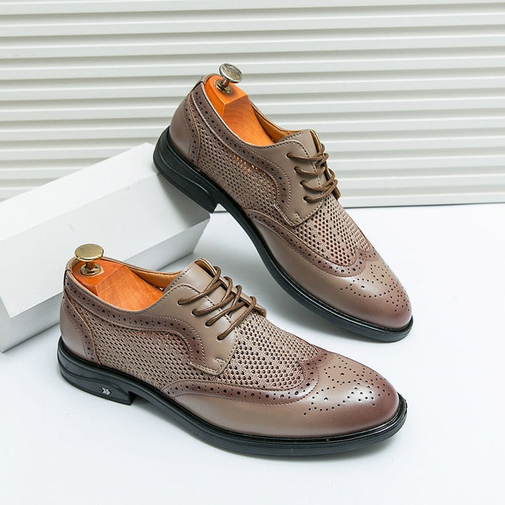 Bruno | Sapatos Oxford Brogue Homem Couro com Malha