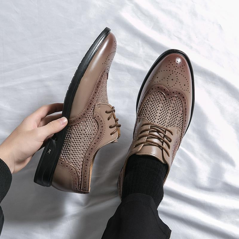 Bruno | Sapatos Oxford Brogue Homem Couro com Malha