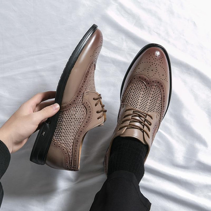 Bruno | Sapatos Oxford Brogue Homem Couro com Malha