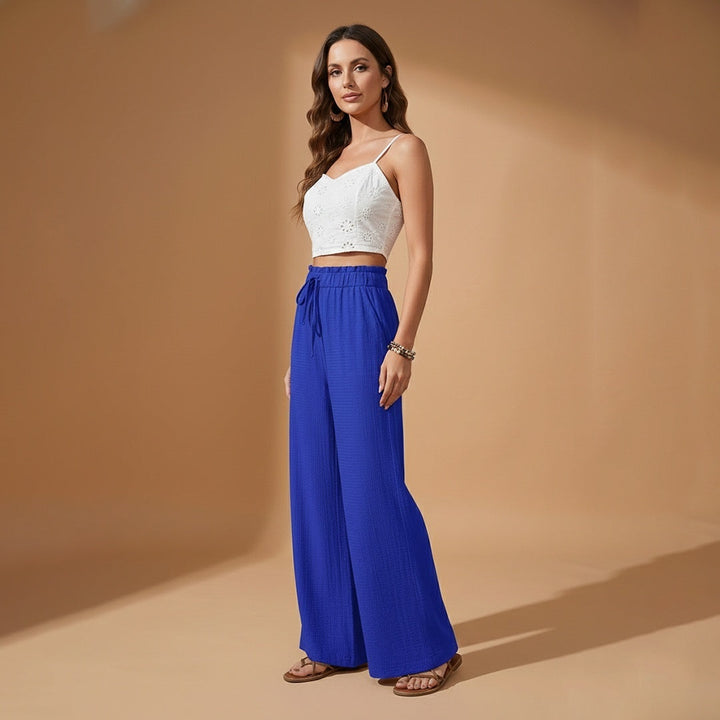 Margarida | Calças Wide Leg Cintura Elástica Mulher
