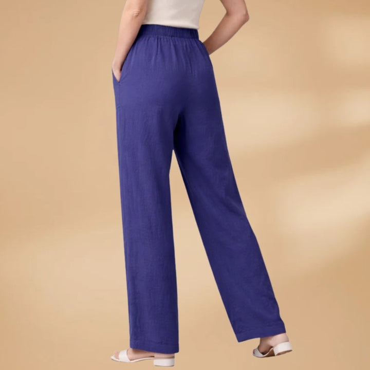 Catarina | Calças Wide Leg Cintura Elástica Mulher Bolsos
