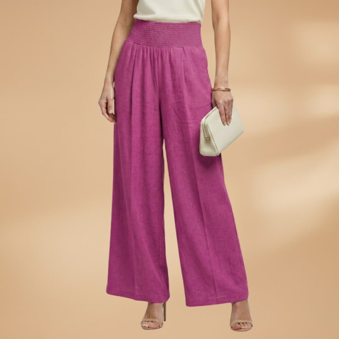 Joana | Calças Wide Leg Mulher Cintura Elástica