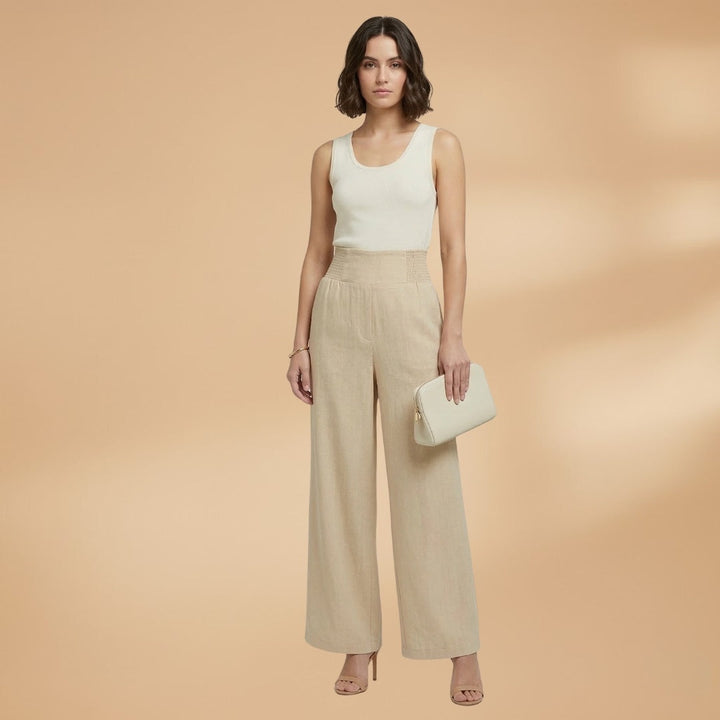 Joana | Calças Wide Leg Mulher Cintura Elástica