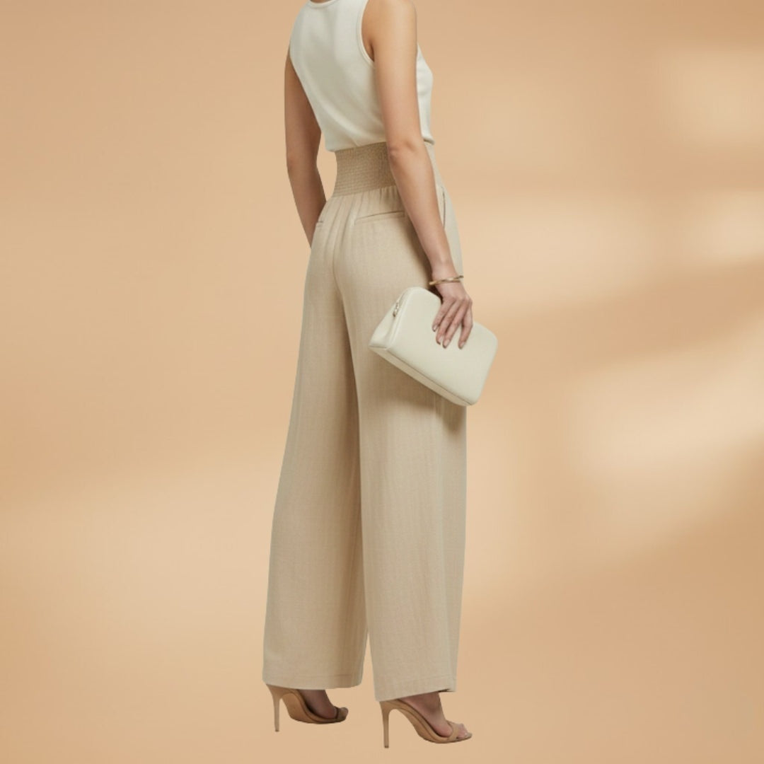 Joana | Calças Wide Leg Mulher Cintura Elástica