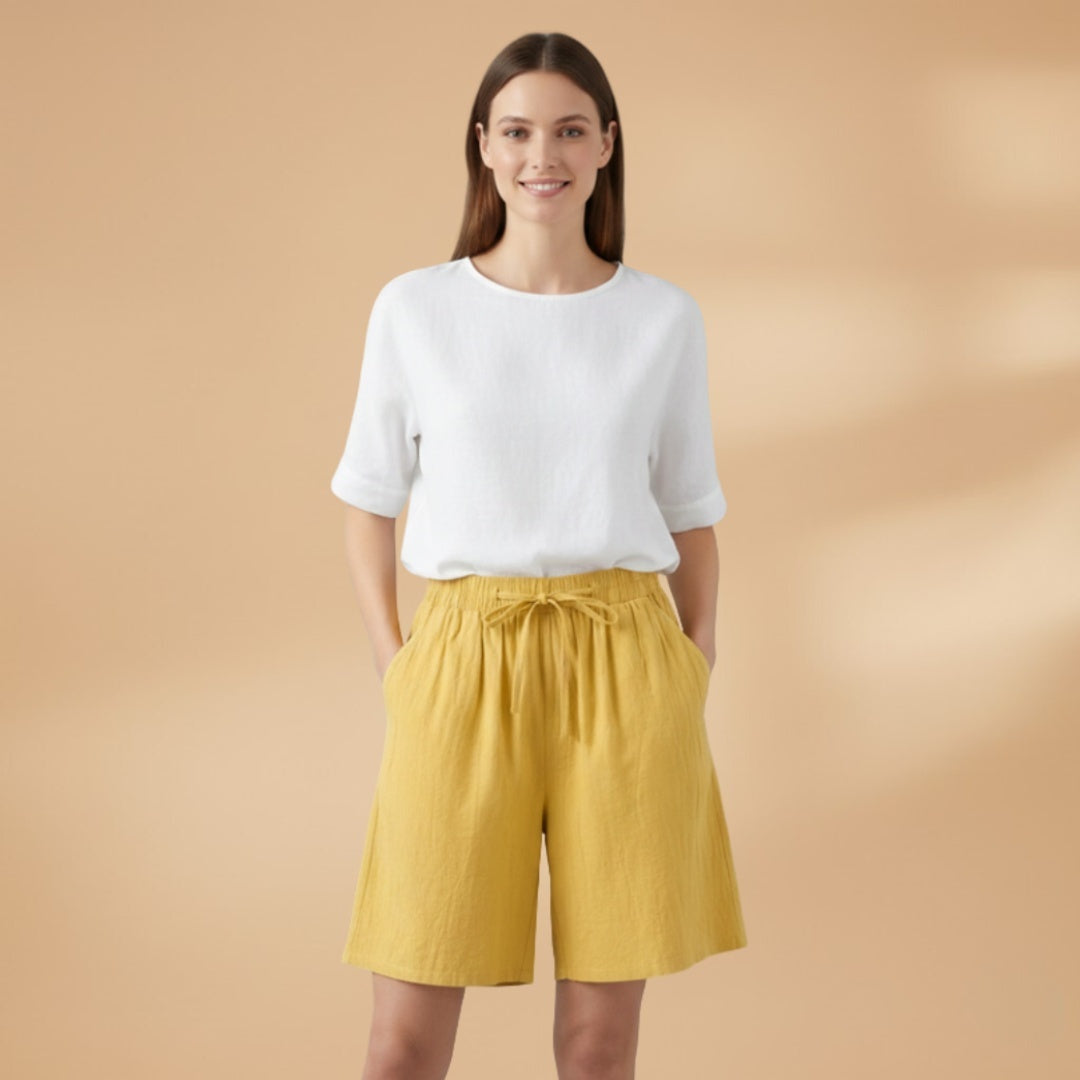Beatriz | Calções Bermudas até ao Joelho Mulher Cintura Elástica