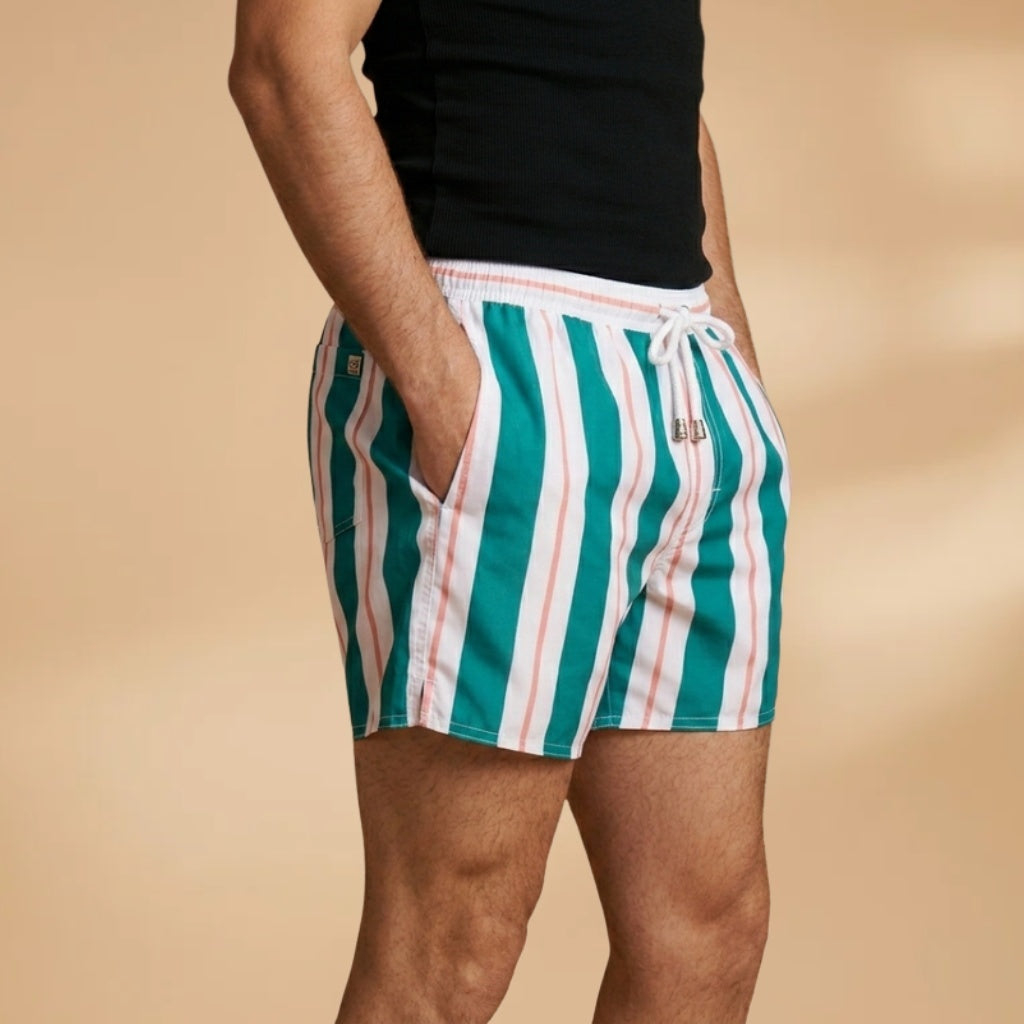 André | Calções de Banho Listrados Homem Cordão Ajustável