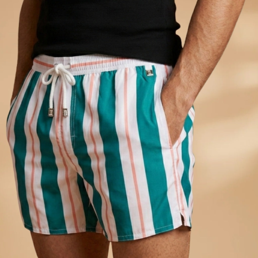 André | Calções de Banho Listrados Homem Cordão Ajustável