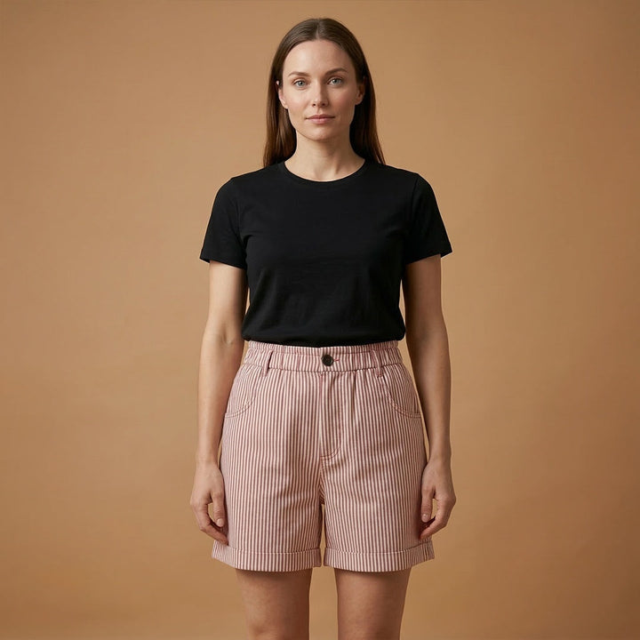 Teresa | Calções de Cintura Alta Estampados Mulher Bolsos