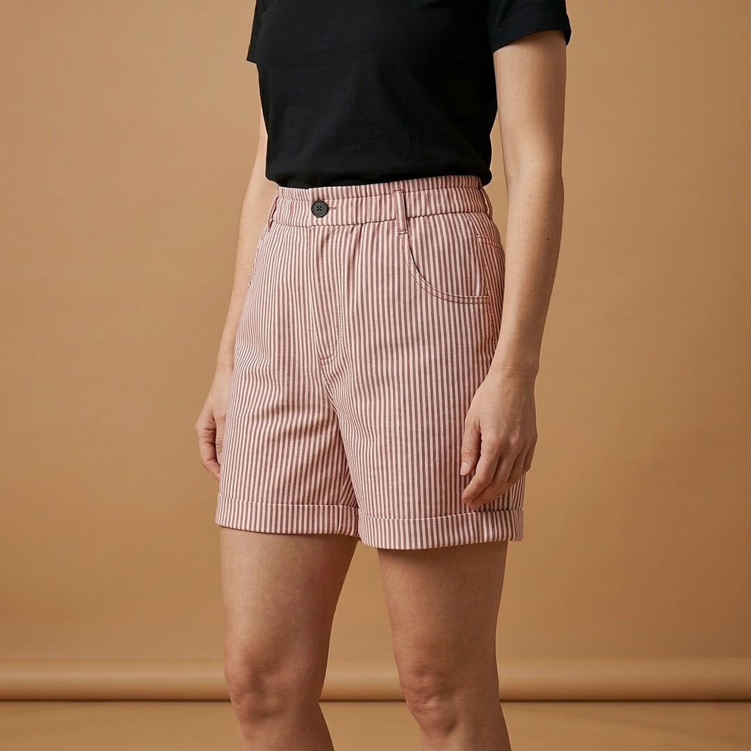 Teresa | Calções de Cintura Alta Estampados Mulher Bolsos