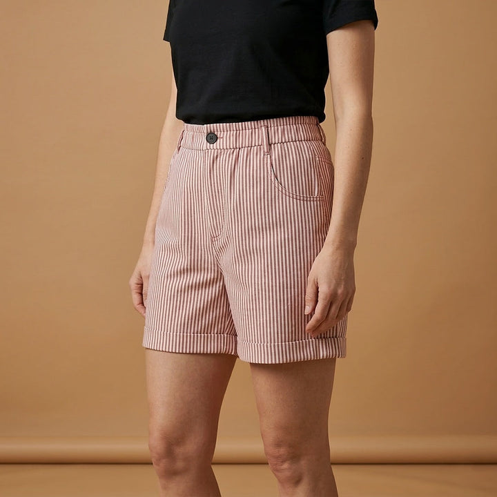 Teresa | Calções de Cintura Alta Estampados Mulher Bolsos