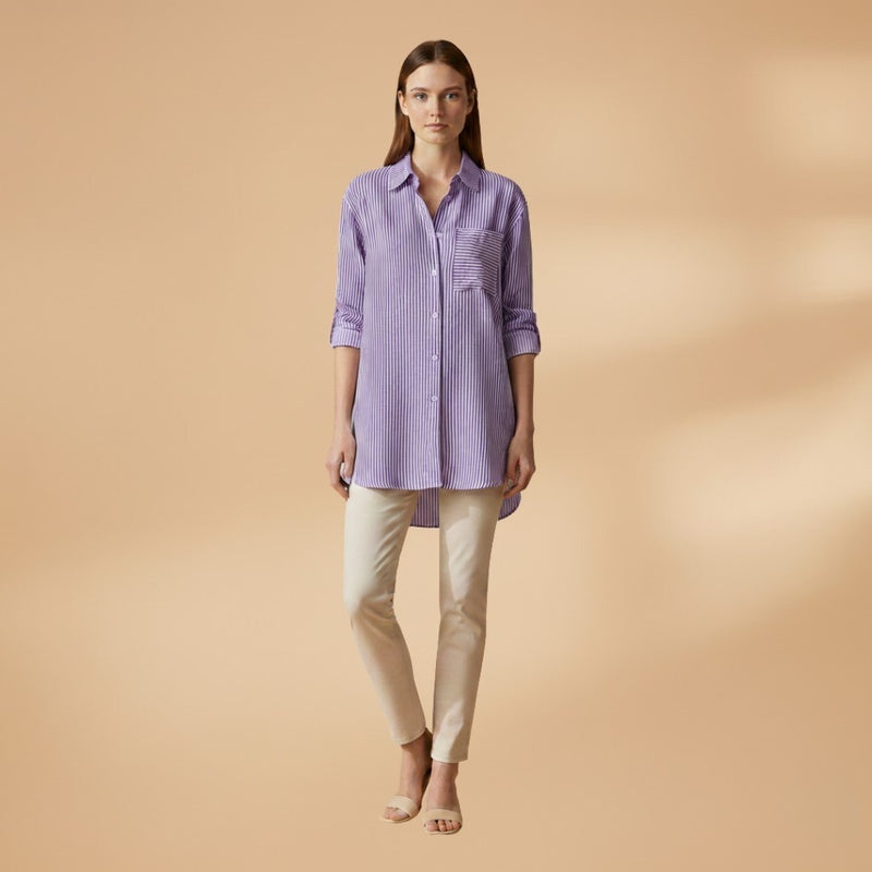 Beatriz | Camisa Às Riscas Mulher Manga Comprida Oversized