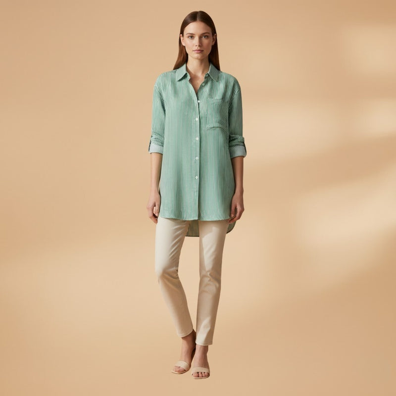 Beatriz | Camisa Às Riscas Mulher Manga Comprida Oversized
