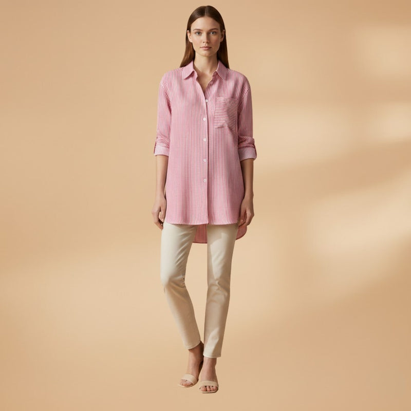 Beatriz | Camisa Às Riscas Mulher Manga Comprida Oversized