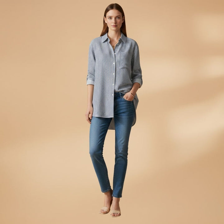 Beatriz | Camisa Às Riscas Mulher Manga Comprida Oversized