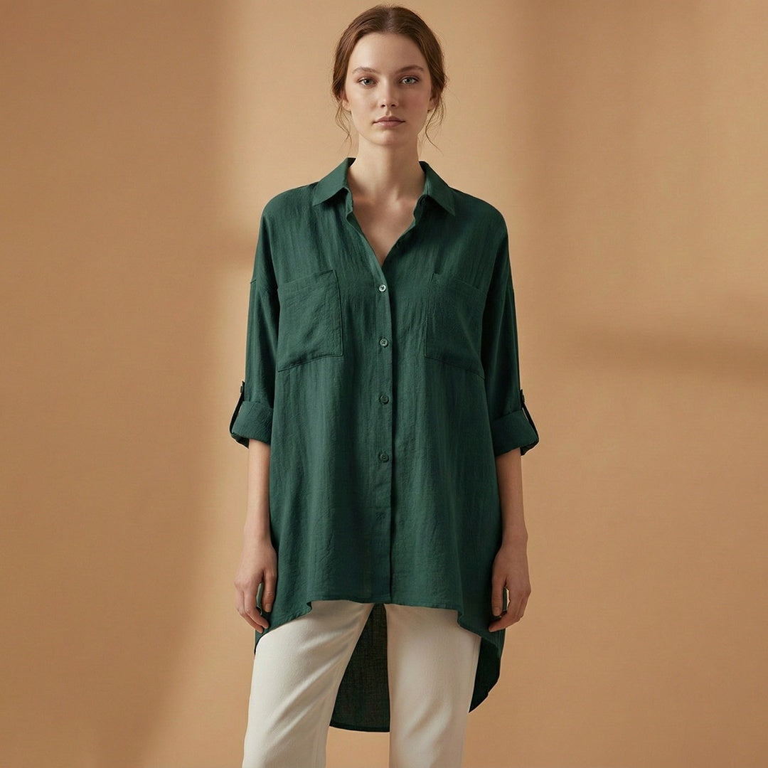 Adriana | Camisa Comprida Mulher Manga 3/4 Oversize