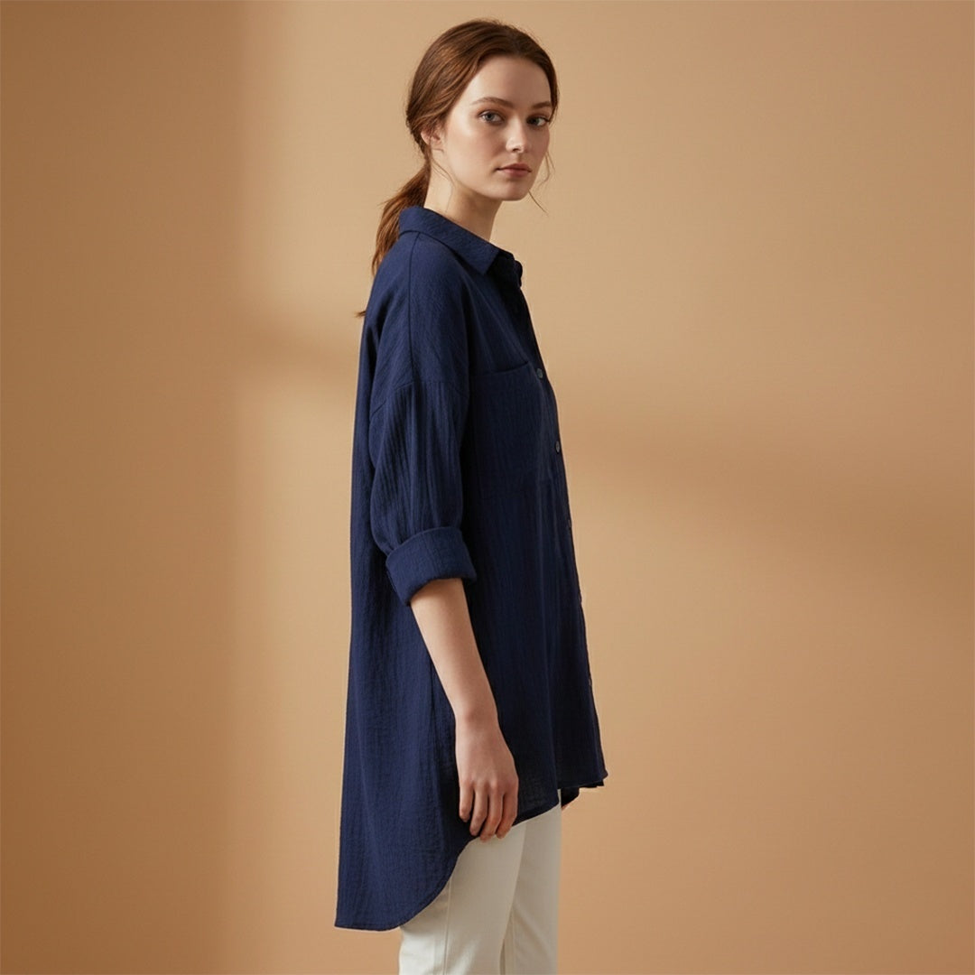 Adriana | Camisa Comprida Mulher Manga 3/4 Oversize