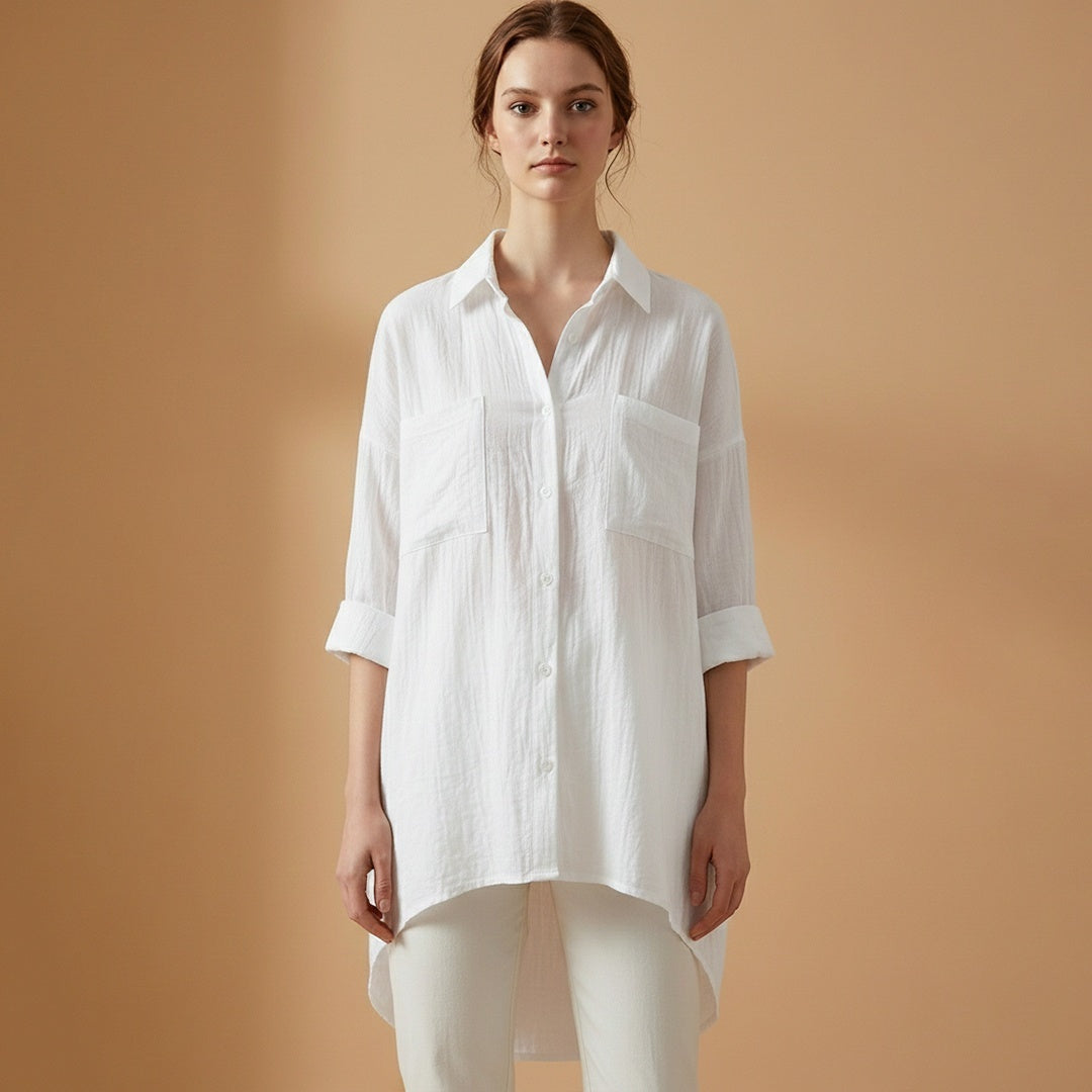 Adriana | Camisa Comprida Mulher Manga 3/4 Oversize