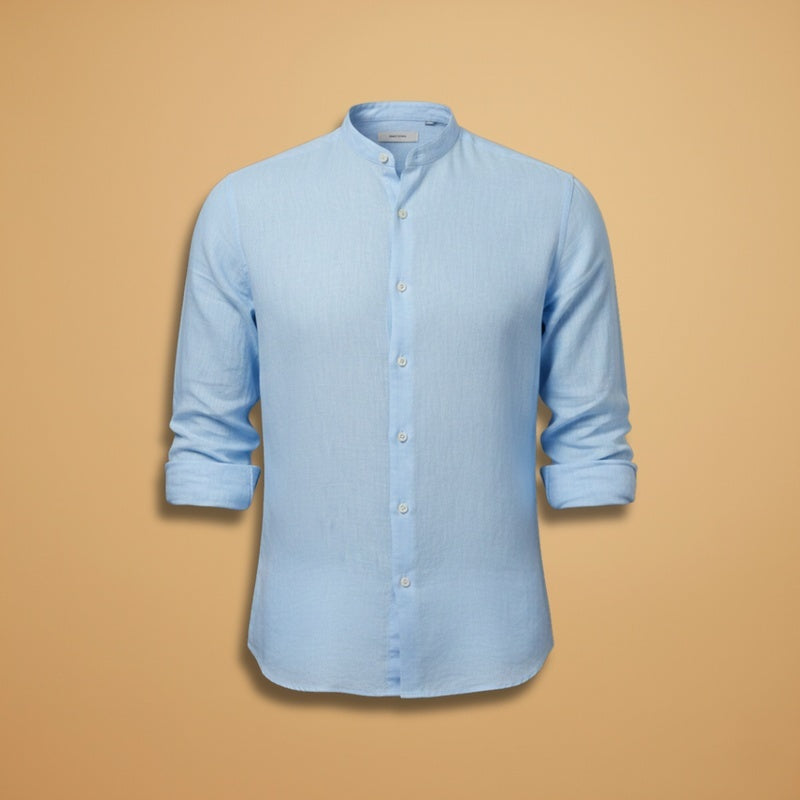 Afonso | Camisa de Linho Gola Mao Homem Manga Comprida