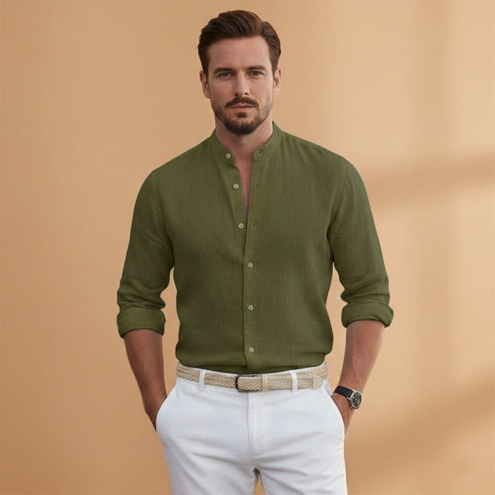 Afonso | Camisa de Linho Gola Mao Homem Manga Comprida