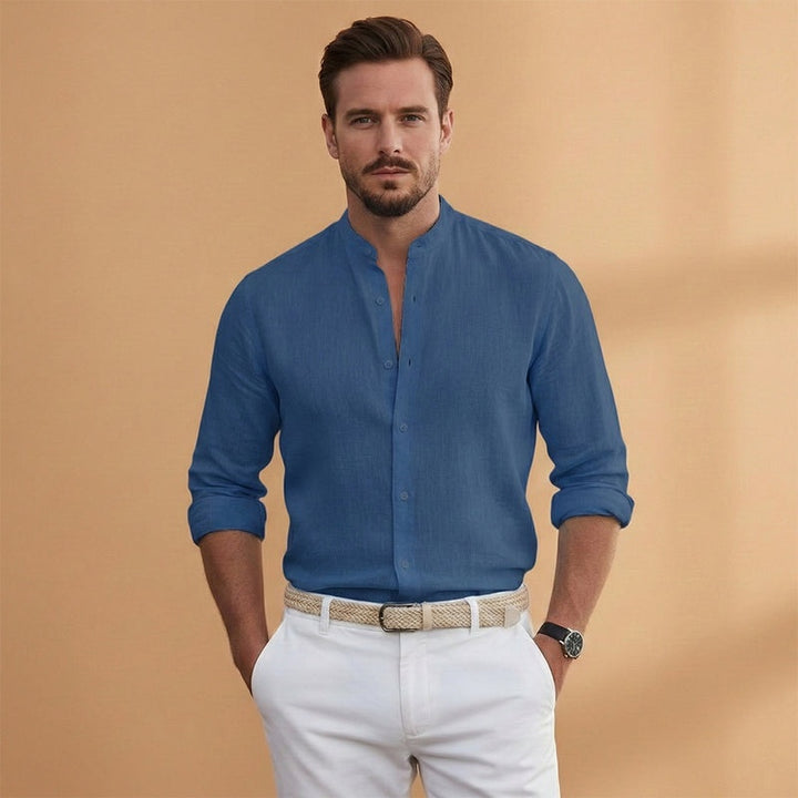 Afonso | Camisa de Linho Gola Mao Homem Manga Comprida