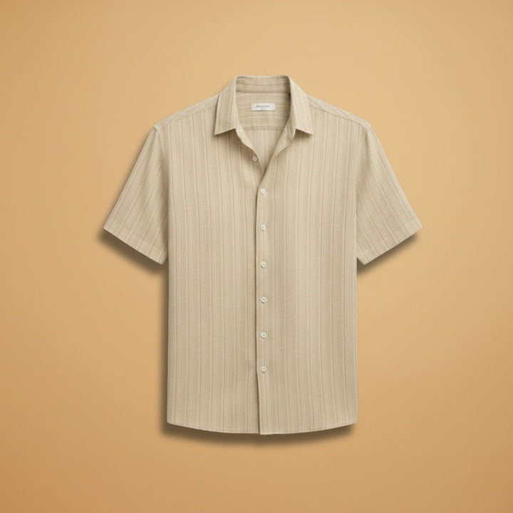 Hugo | Camisa de Linho Listrada Homem Manga Curta