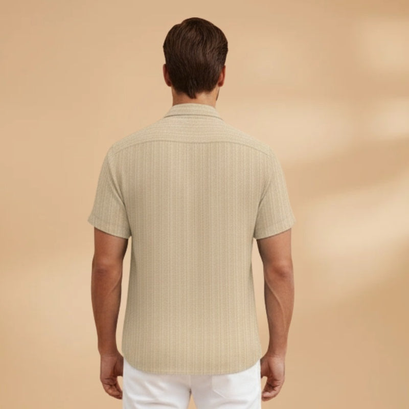 Hugo | Camisa de Linho Listrada Homem Manga Curta