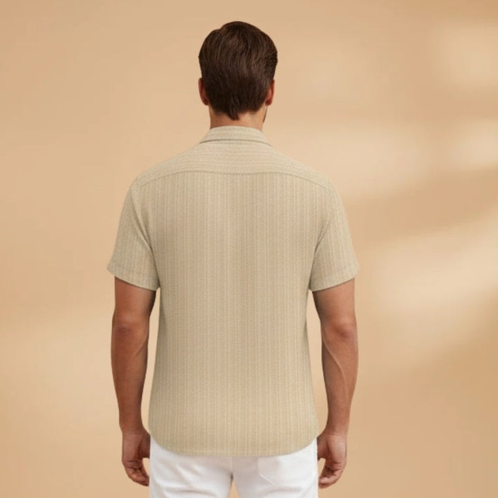 Hugo | Camisa de Linho Listrada Homem Manga Curta