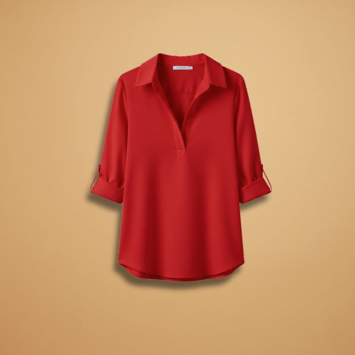 Inês | Camisa de Linho Mulher Manga 3/4 Decote V