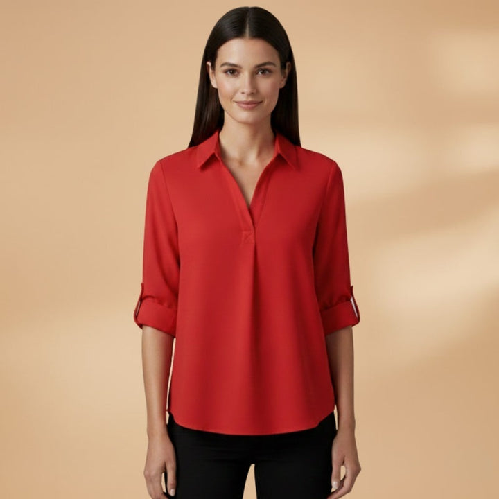 Inês | Camisa de Linho Mulher Manga 3/4 Decote V