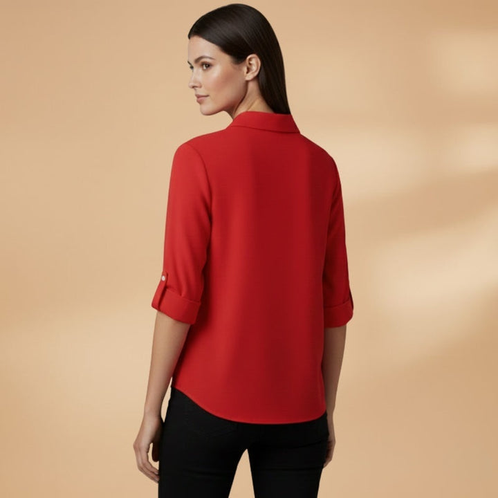 Inês | Camisa de Linho Mulher Manga 3/4 Decote V
