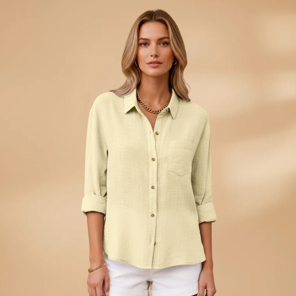 Alexandra | Camisa de Linho Mulher Manga Comprida Botões