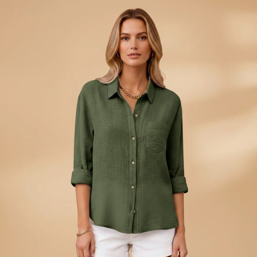 Alexandra | Camisa de Linho Mulher Manga Comprida Botões