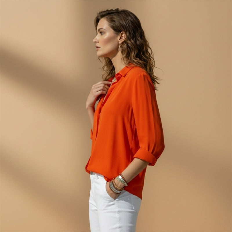 Francisca | Camisa de Linho Mulher Manga Longa Colarinho