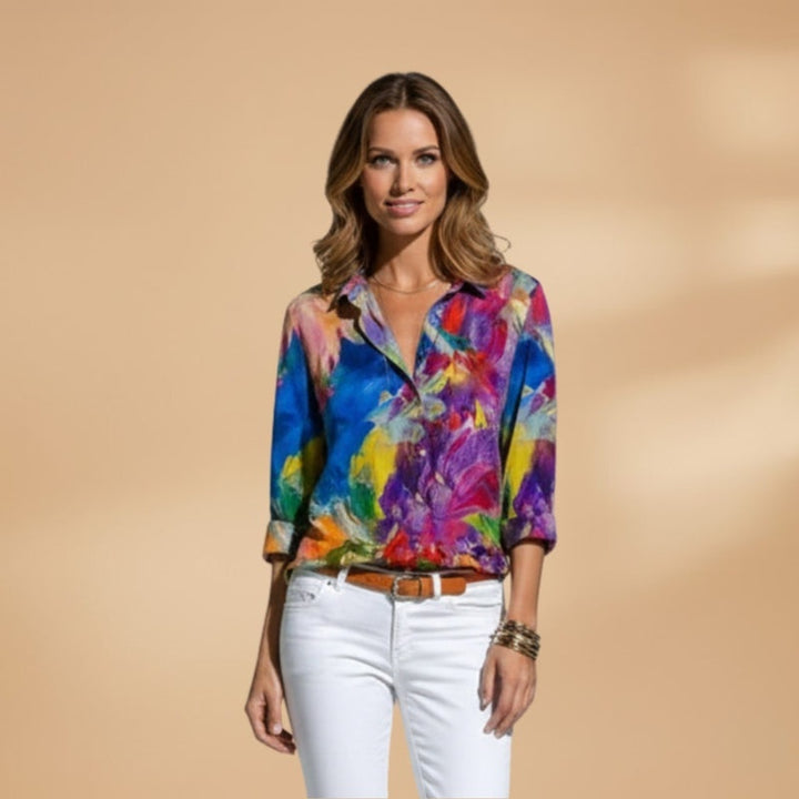 Teresa | Camisa Listrada Mulher Manga Comprida Corte Relaxado
