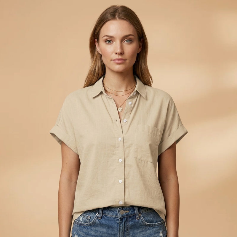 Patrícia | Camisa Manga Curta Mulher Bolso