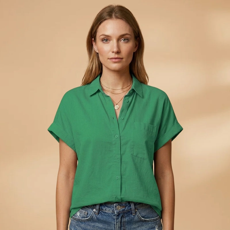 Patrícia | Camisa Manga Curta Mulher Bolso