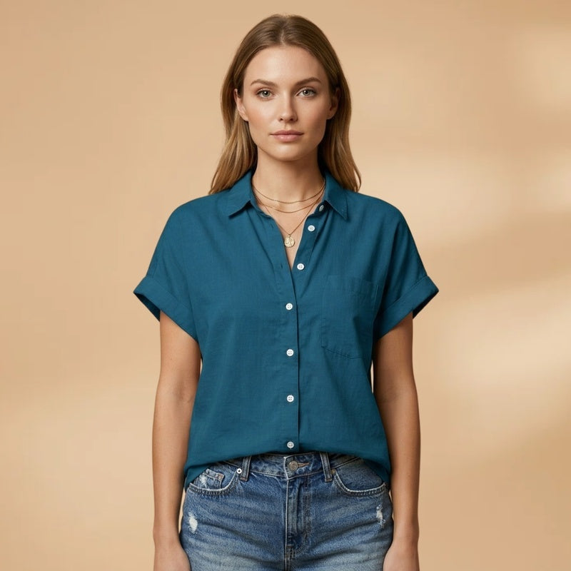 Patrícia | Camisa Manga Curta Mulher Bolso
