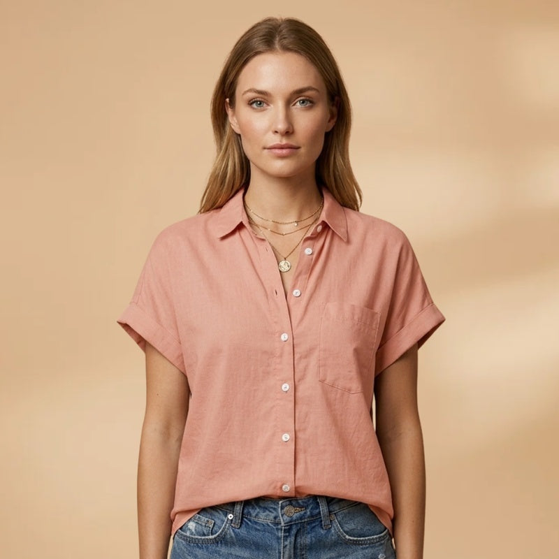 Patrícia | Camisa Manga Curta Mulher Bolso