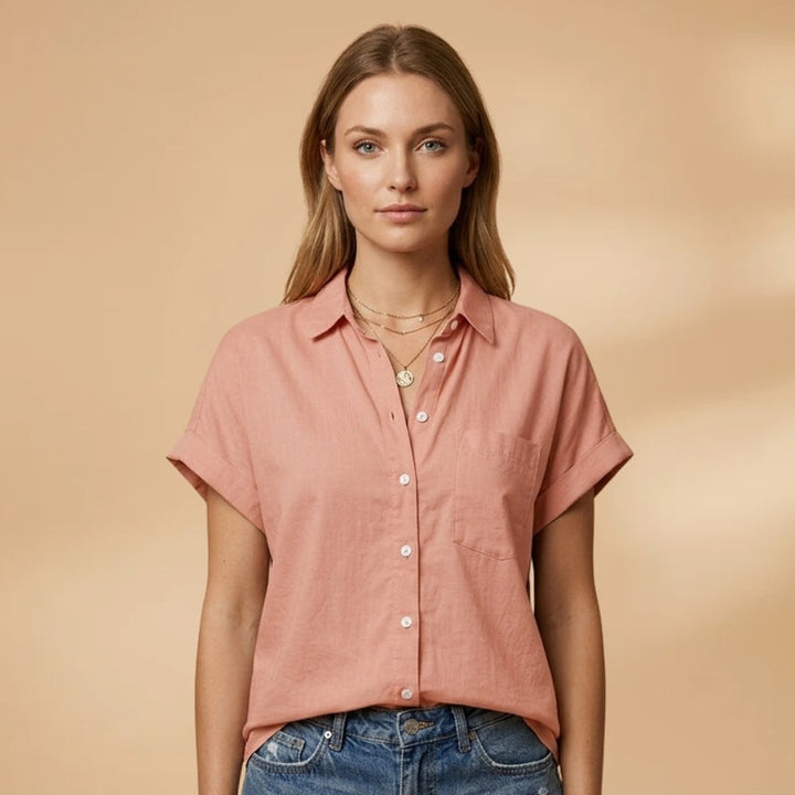 Patrícia | Camisa Manga Curta Mulher Bolso