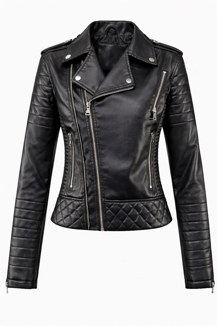 Carla | Casaco Couro Mulher Biker Polipele Acolchoada