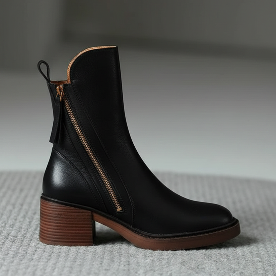 Carla | Chelsea Boots Mulher de Couro Salto Bloco